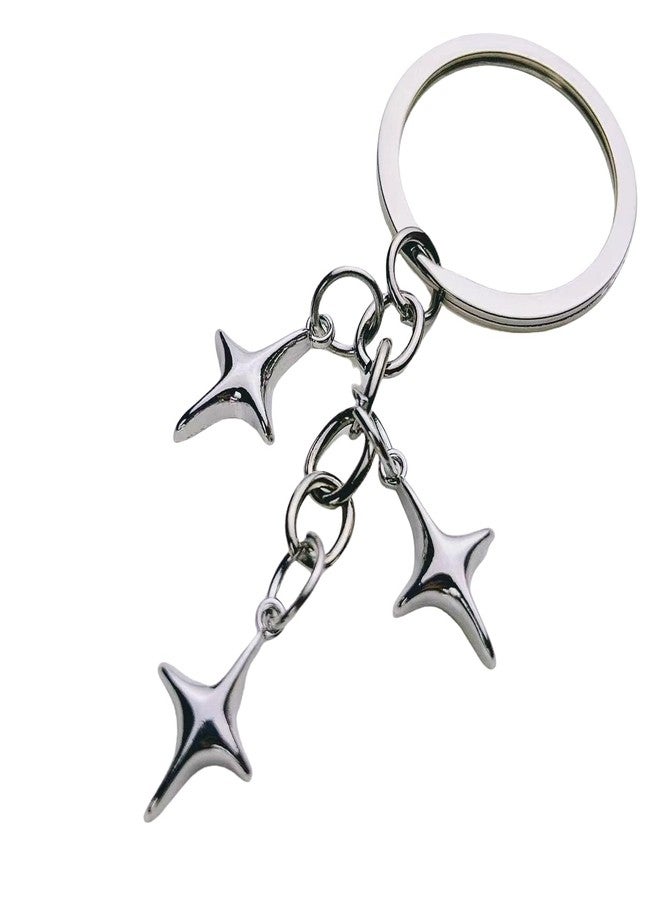 CHRIS GOOD 3pcs Cute Star Y2k Keychain Silver,Cool Keychains,Aesthetic Accessories Stainless Steel Key Ring Purse Handbag Backpack Bag Charms Car Holder (star) - Image 4